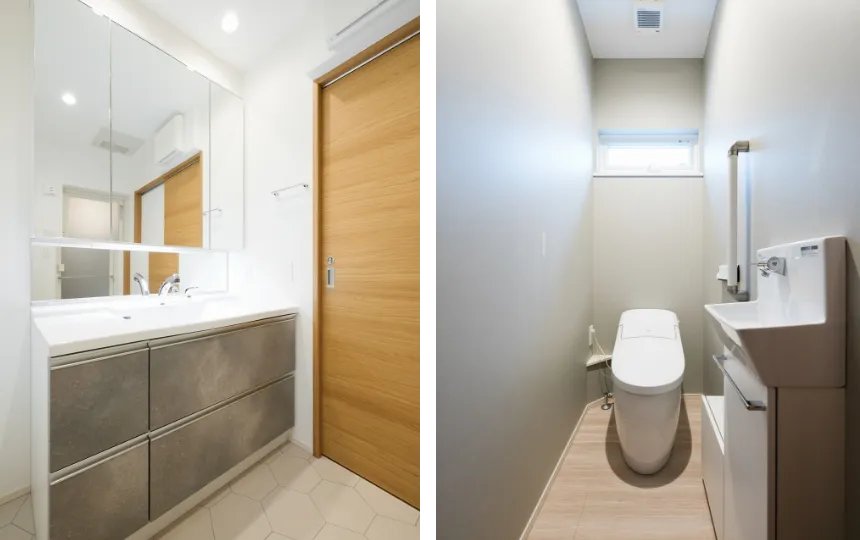 グレーテイストの洗面室・トイレ